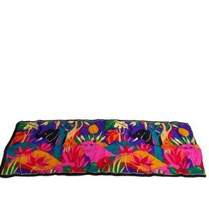 Silk Scarf Jungle Animals Colorful 34" x 12" Elephant Jaguar Rectangle Fashion